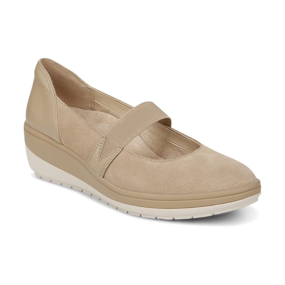 Vionic Judie Mary Jane Orthotic Wedge Casual Shoe Wheat Suede Leather NEW Size 8